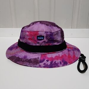Vintage 90s 2000s Kavu Purple and Pink Bucket Hat with Cord Like New